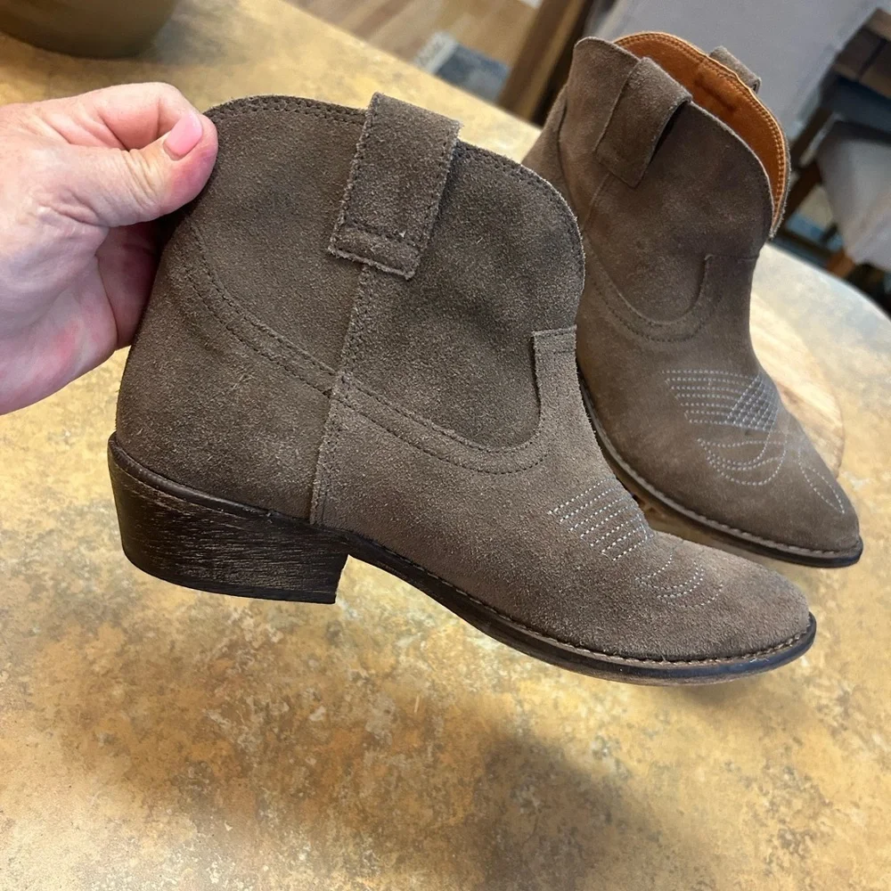 Chocolat Blu Taupe Brown Western Ankle Boots - Picture 5 of 11